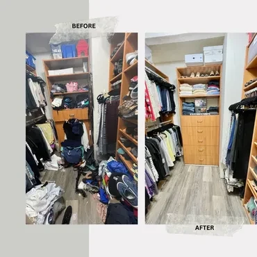 Before and after closet organization