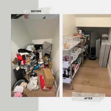Before and after storage area organization