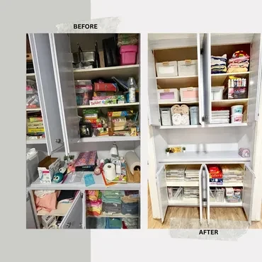 Before and after cabinet organization